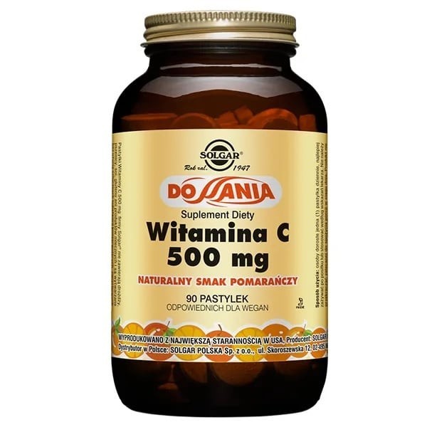 Witamina C 500mg smak Pomarańczy 90 pastylek do ssania Witamina C 500mg smak Pomarańczy 90 pastylek do ssania