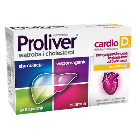 Proliver Cardio D3 - suplement na wątrobę i cholesterol z witaminą D - 30tab.