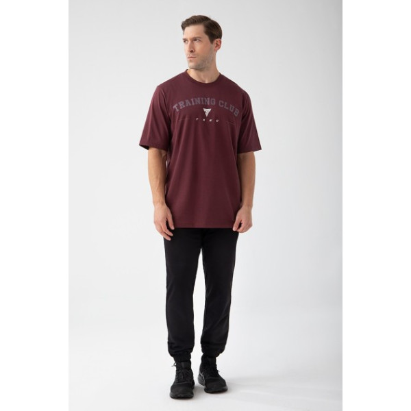 Bordowy T-shirt męski TW BASIC TSHIRT OVERSIZE 182 M BURGUNDY Bordowy T-shirt męski TW BASIC TSHIRT OVERSIZE 182 M BURGUNDY