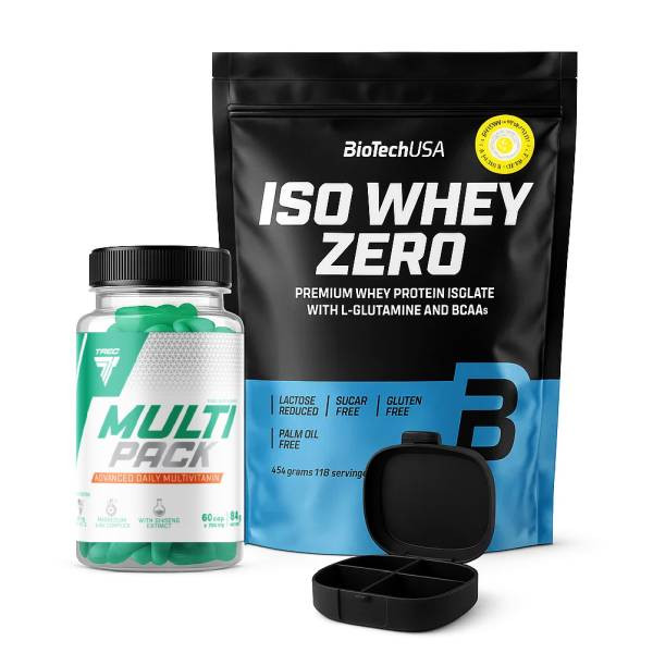 Biotech USA Iso Whey Zero 454g + Multipack 60 kaps + Pillbox Biotech USA Iso Whey Zero 454g + Multipack 60 kaps + Pillbox