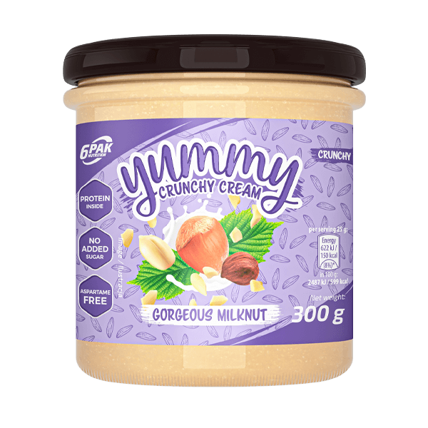 6PAK Nutrition Yummy Crunchy Cream - Mleczny krem orzechowy 300g Wyprzedaż! Zdjęcie główne