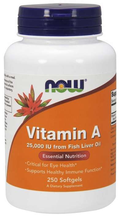 NOW Foods Vitamin A 25000IU 250kaps. Zdjęcie główne