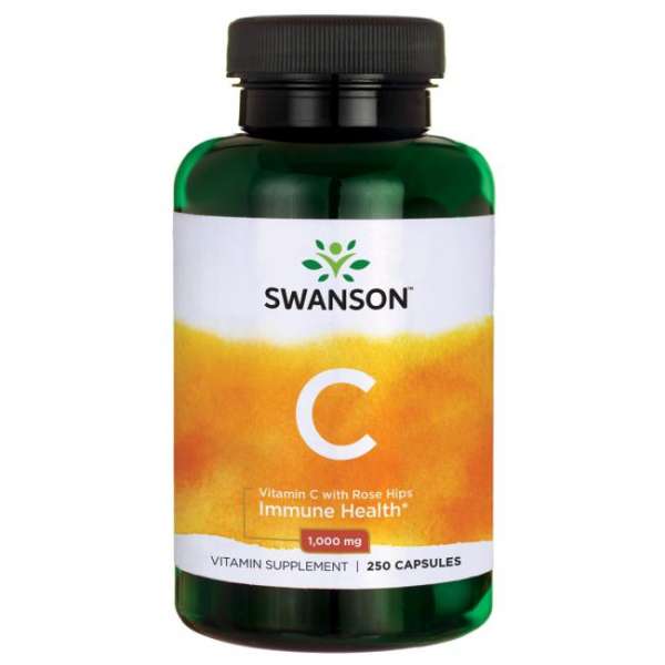 Swanson Vitamin C 1000mg with Rose Hips 250kaps. Zdjęcie główne