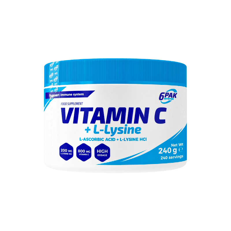 Zdjęcia - Witaminy i składniki mineralne 6Pak Nutrition Vitamin C + L-Lysine 240G Wyprzedaż! 