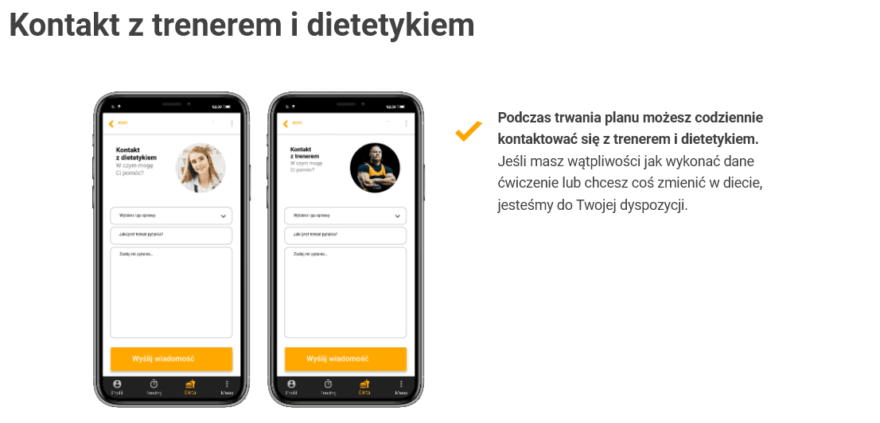 plany budujmase - kontakt z trenerem i dietetykiem